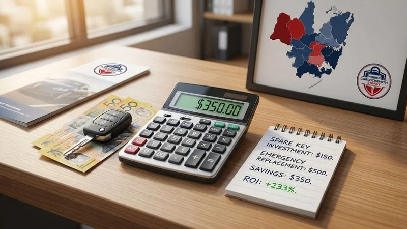 Calculator showing the return on investment of getting a spare car key compared to emergency replacement costs