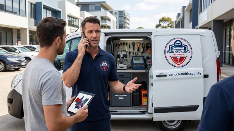 A professional locksmith providing a clear upfront quote on the phone before travelling to a lockout job